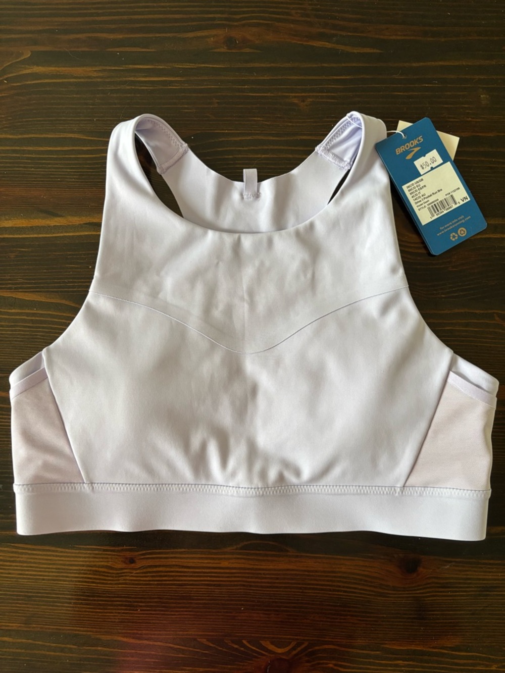 Brooks High-Neck Sports Bra in Light Lavender